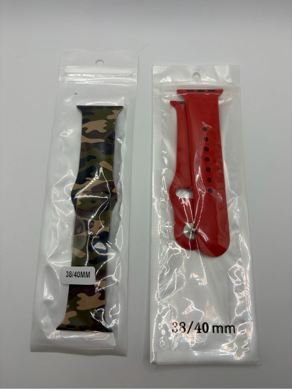 Silacone Watch Bands 38/40mm Camo and Red Bands.